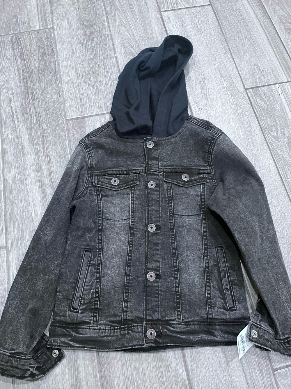 OshKosh B'gosh Black Hooded Washed Denim Jacket